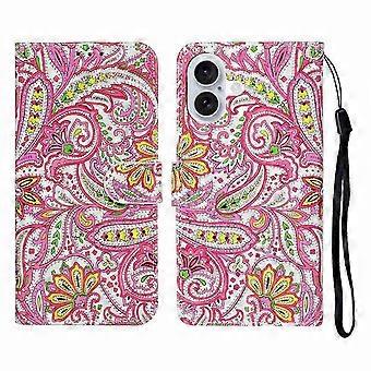 For iPhone 17 Case Leather Wallet Phone Protective Case with Strap (Multi-color, Flowers)