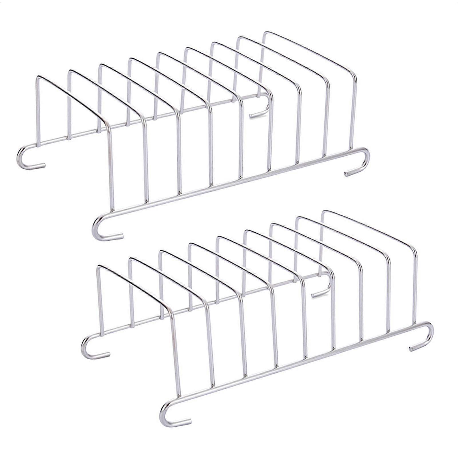 8-Slice Toaster Rack, Stainless Steel Bread Cooling Stand, Silver Bread Holder, Rectangle Design for Kitchen and Restaurant Use