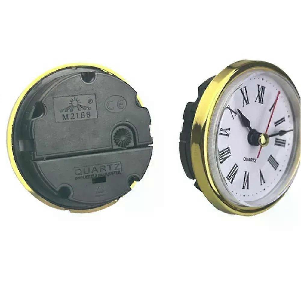 Clock Inserts Inserts Movement Quartz Clock Insert Roman Numbers 65MM Gold Color Plastic Replacement New