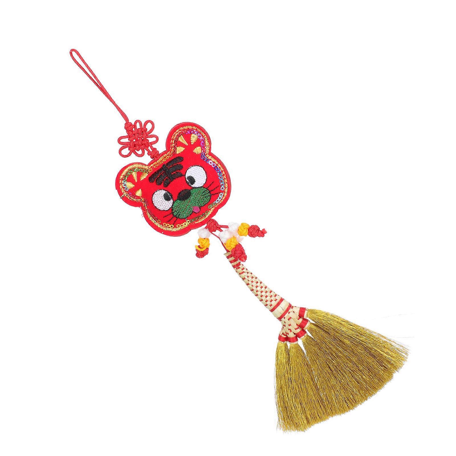 Lunar New Year Decorations New Year Pendant Red Cloth Broom Appearance Home Decoration Gift 1Pcs