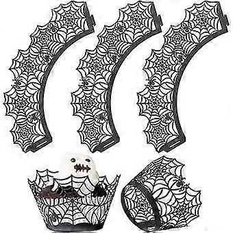 50 pieces Halloween Cupcake wrappers, Spider web Laser Cut Baking