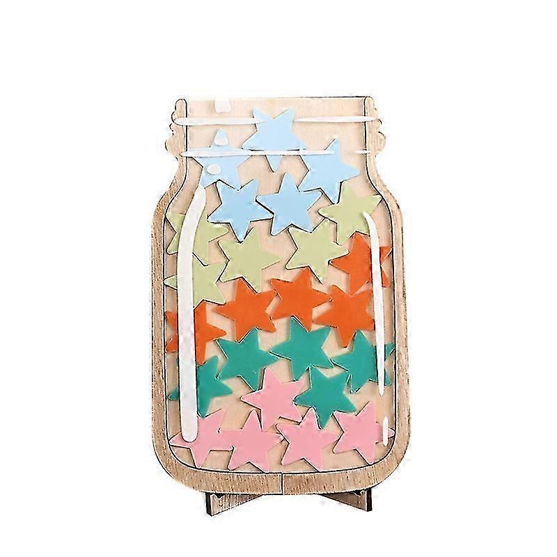 Kids Reward Jar with Stars & Daily Training Board: Classroom Motivation Jar for Token Reward System