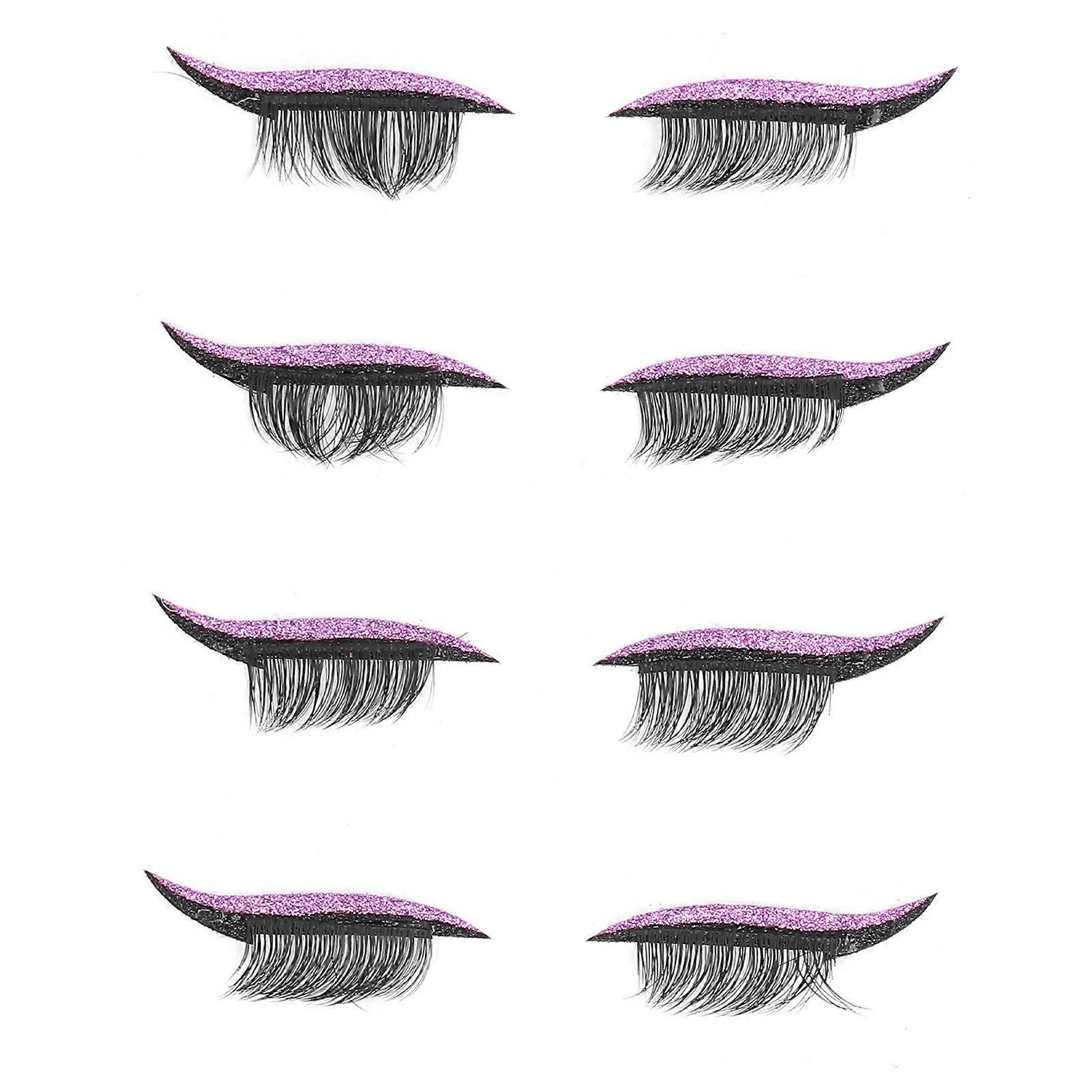 8Pcs False Strong Stickiness Thick Eyelashes Easily Use Reusable Eyeliner Sticker for Festivals Party