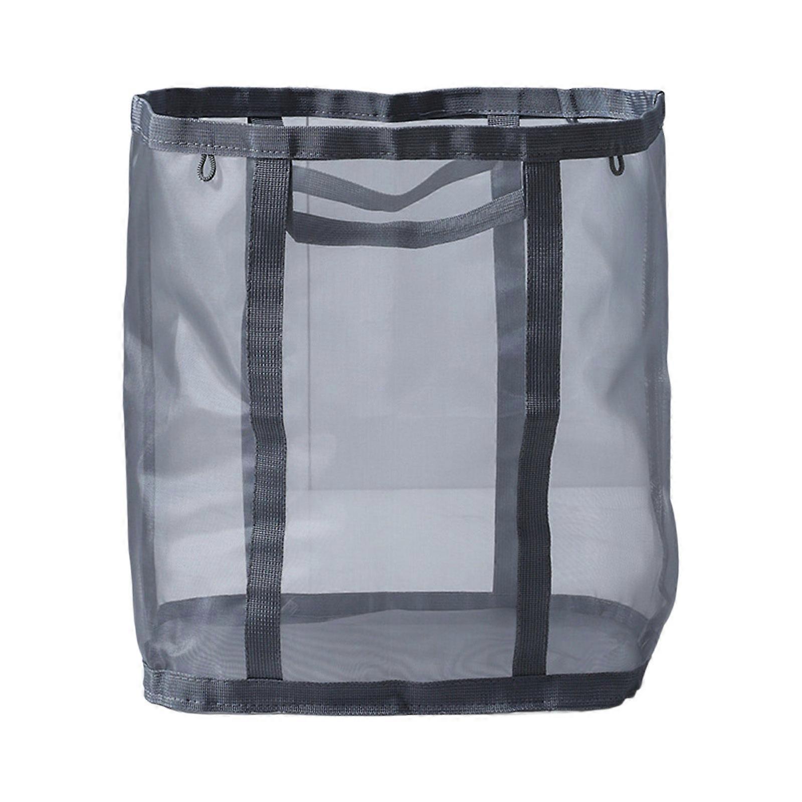 Reinforced Nylon Laundry Basket with Reinforced Carry Handle Foldable Design Large Capacity Organizer Bin  Gray