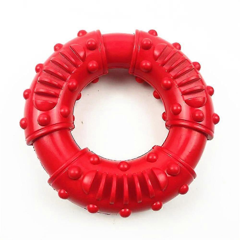 Bite-resistant natural rubber dog chewing ring interaction toy (Red...