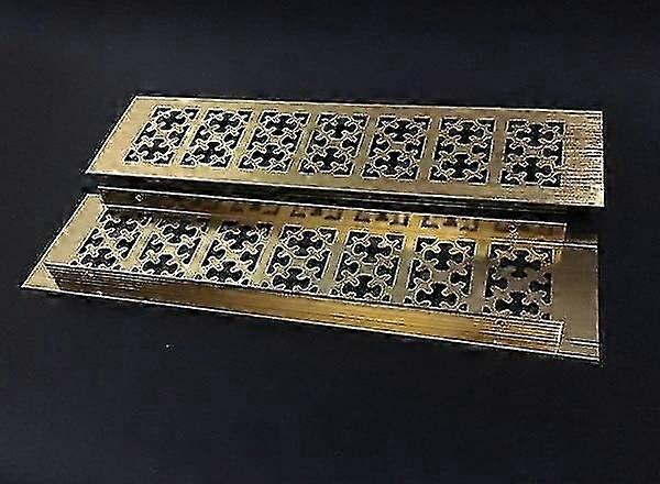 2025 Flower Grid Rectangle Grille Cover 80x200mm Gold