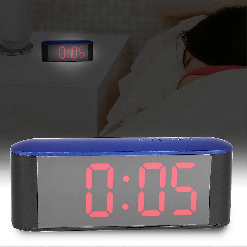 Electronic Mirror Surface Alarm Clock 19x4.5x7.5cm Blue Shell