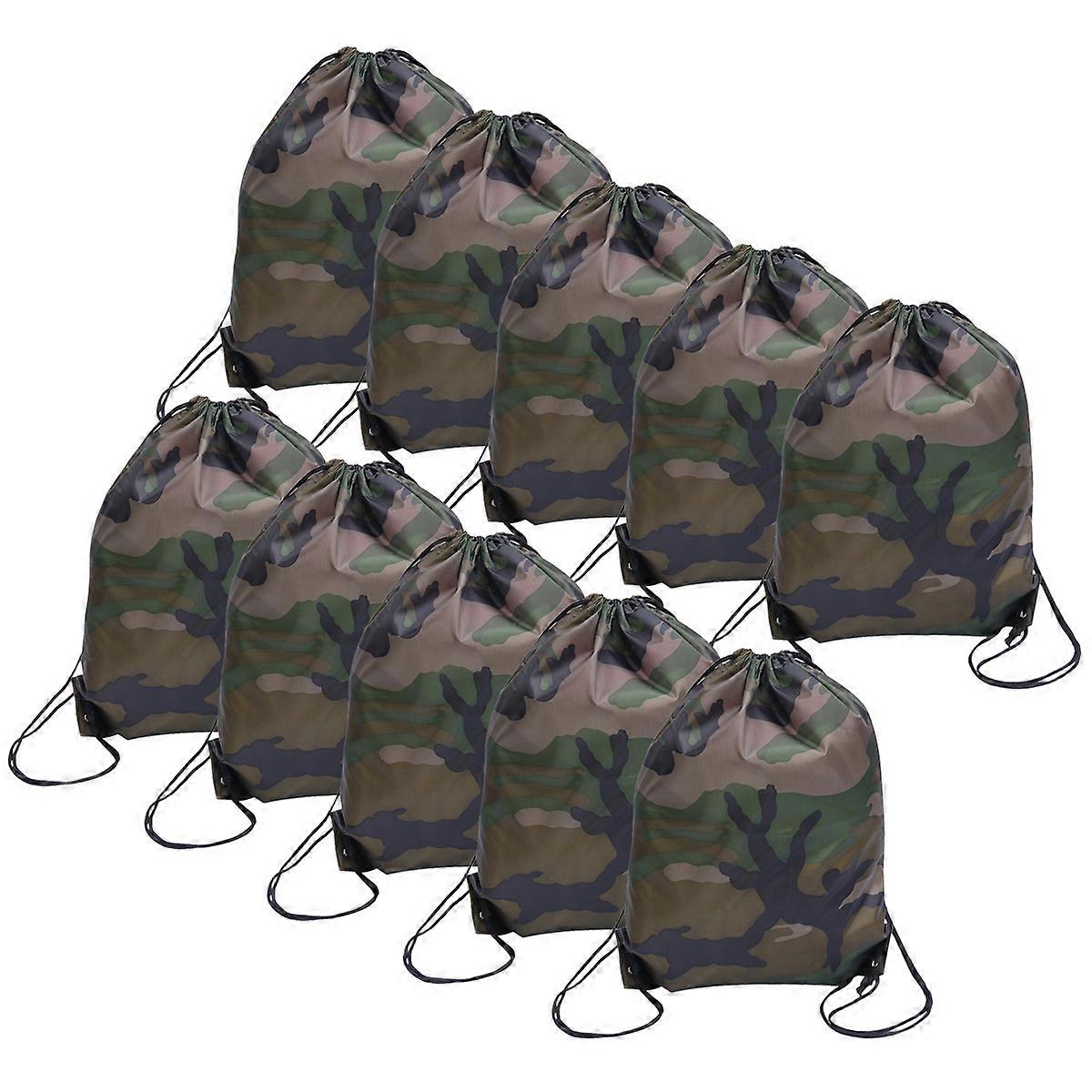 Camouflage Drawstring Backpack 10Pack Portable Multipurpose Storage For Daily Use Outdoor Sports Travel