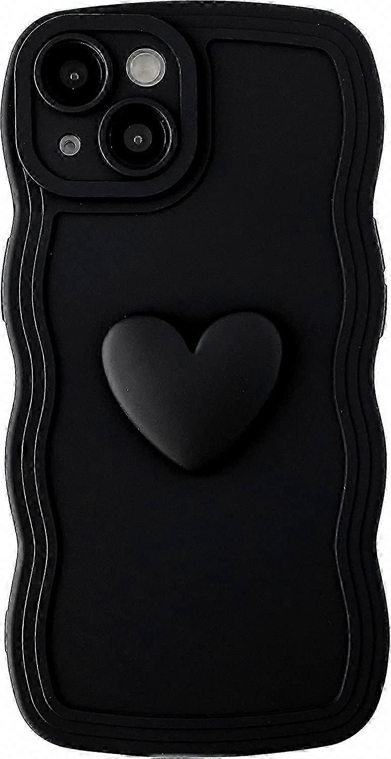 Cute 3D Love Heart Curly Wave Frame Soft Case for 13, Black