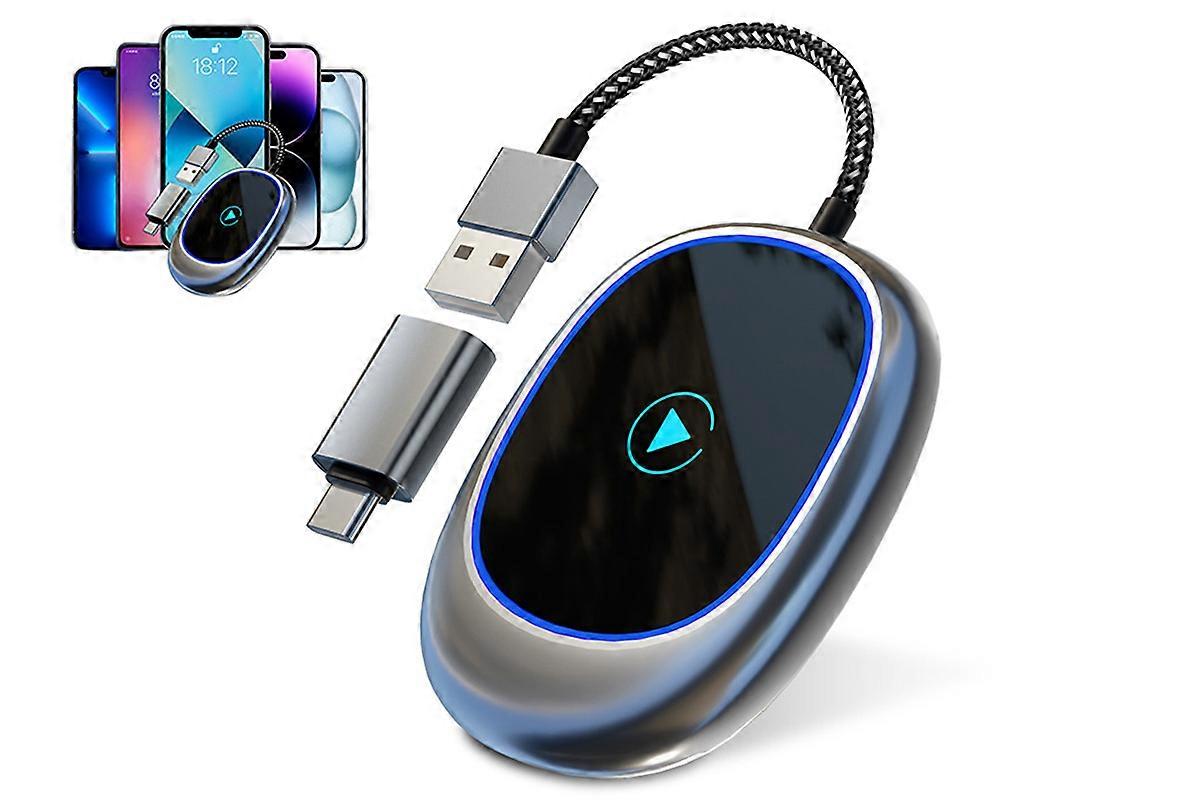 Wireless CarPlay Adapter Plug and Play Zero Delay for iOS 10+ Android 11+