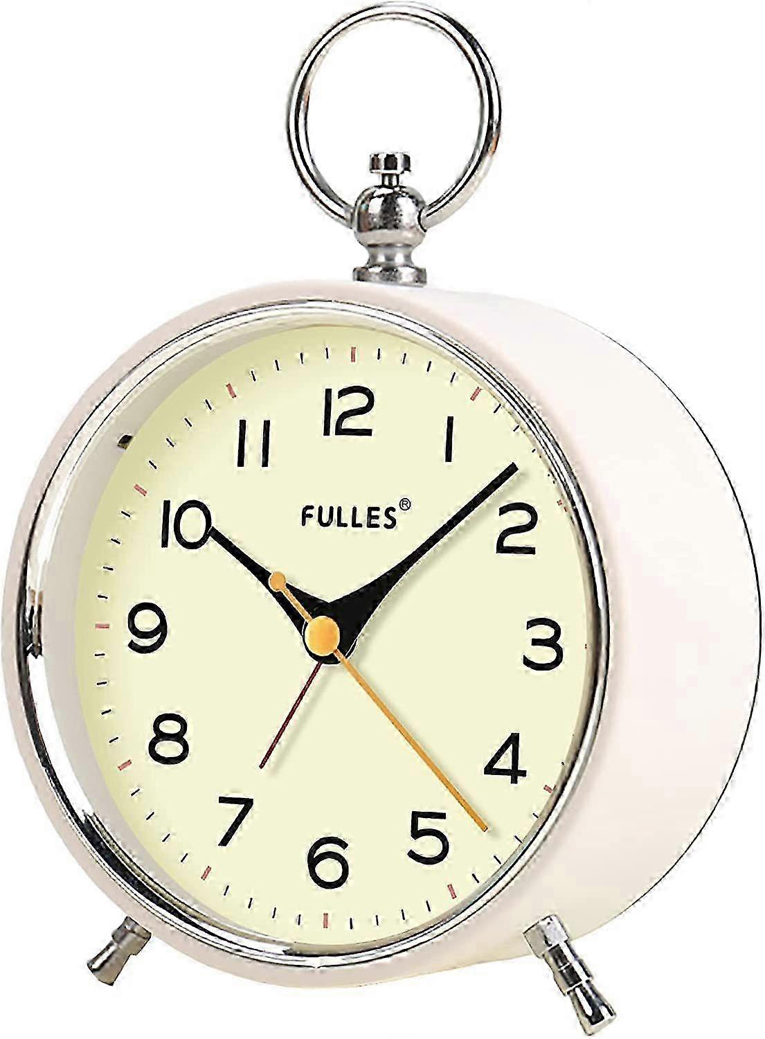 SAYTAY Analog Alarm Clock Non Ticking with Nightlight Snooze Function Silent Round Retro Battery Operated Crescendo 4 inches Small Simply Design Table