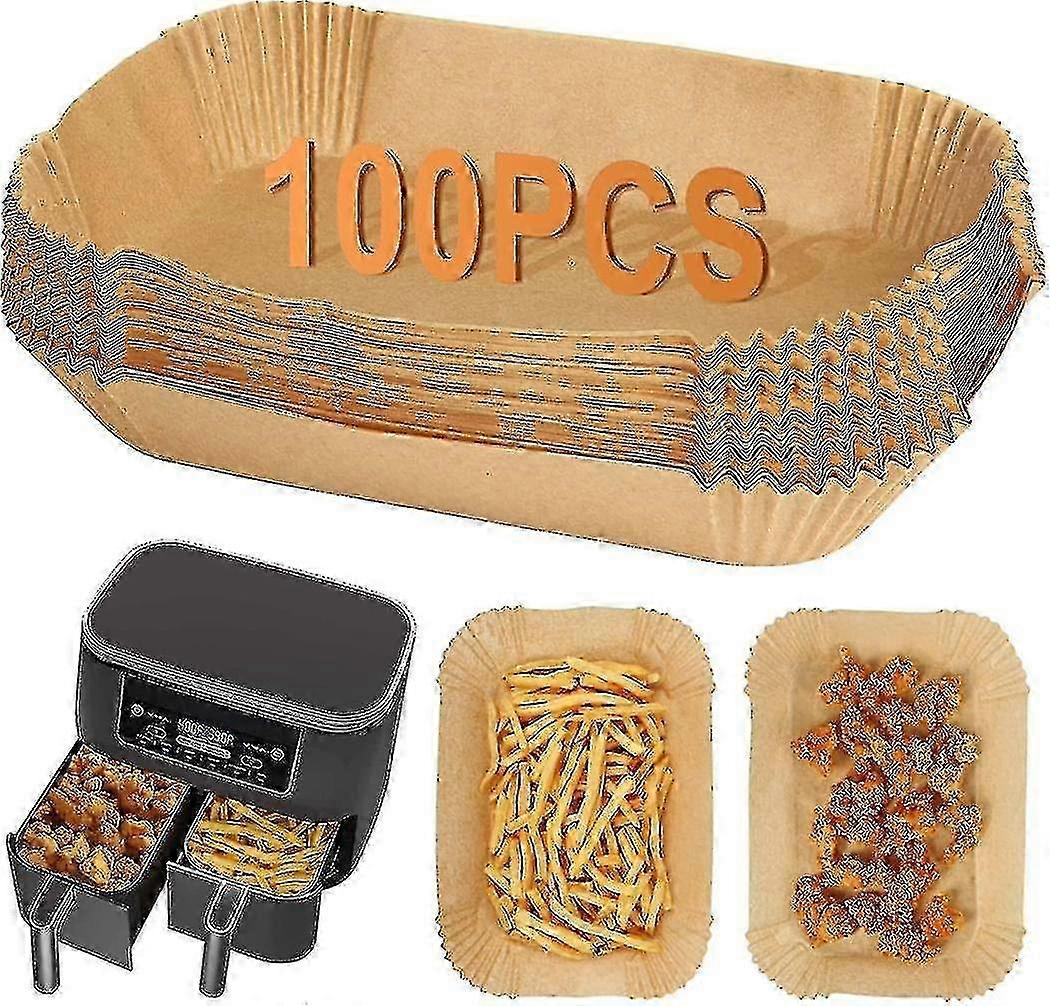 Fodere per friggitrice ad aria da 100 pezzi per Ninja Dual, accessori AF300UK AF400UK, fodere quadrate in carta pergamena usa e getta, compatibili con friggitrici ad aria Ninja