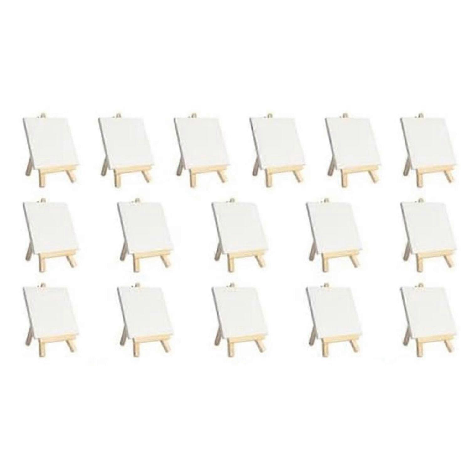Mini Canvases with Easel Sets 16 Pack, Small Painting Canvas with Mini Easel 4 X 4 Inch Art Canvases Painting Kit