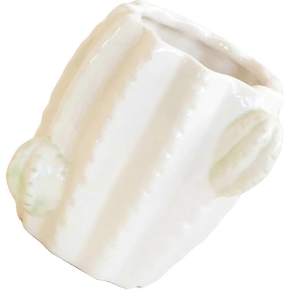 Table Vase Ceramic Flower Vase for Storage Use 3Pcs White Cactus Decoration