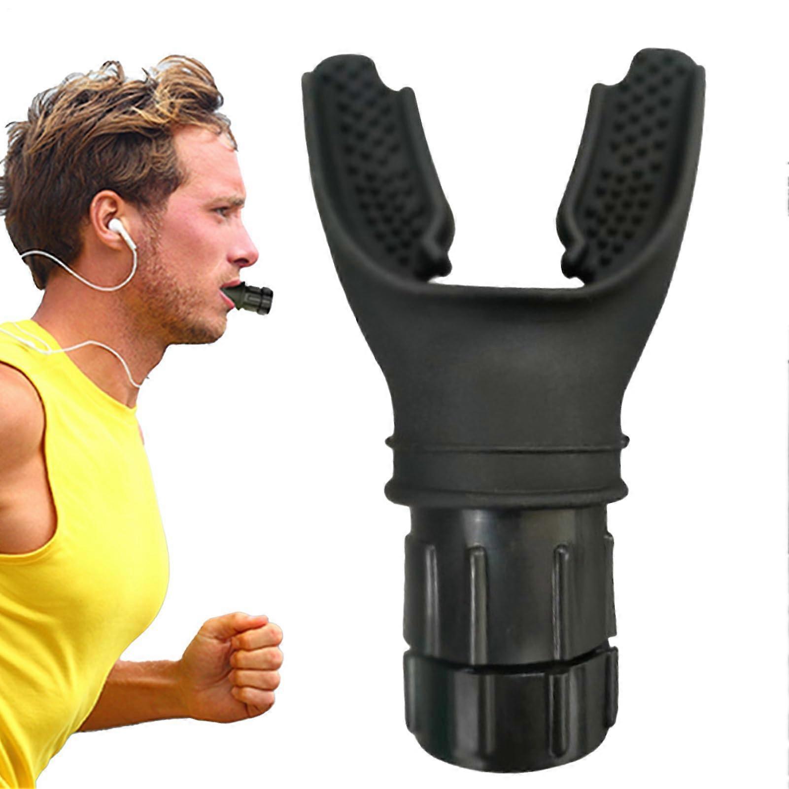 Lung Trainer Portable Breathing Device For Adults And Athletes With Adjustable Intensity Knob Black