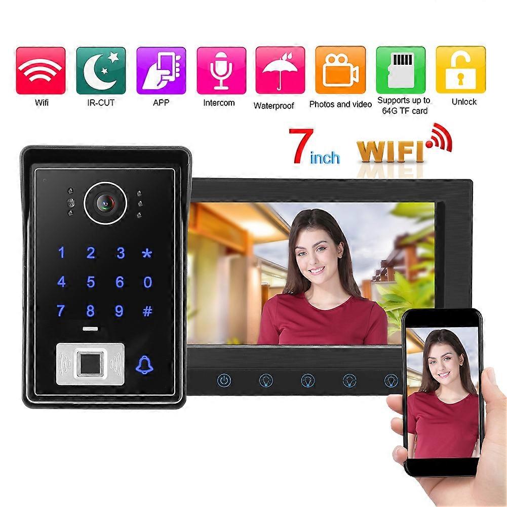7 Inch Wired WiFi Video Intercom Doorbell System with IR Camera
