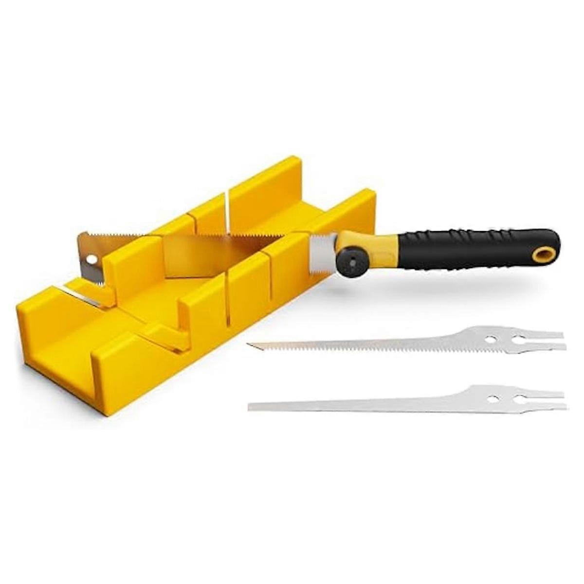 Miter Box and Saw Set,Hand Saw for Wood Cutting,Woodworking Tools for Miter and Bevel Cuts with 3 Replaceable Blades