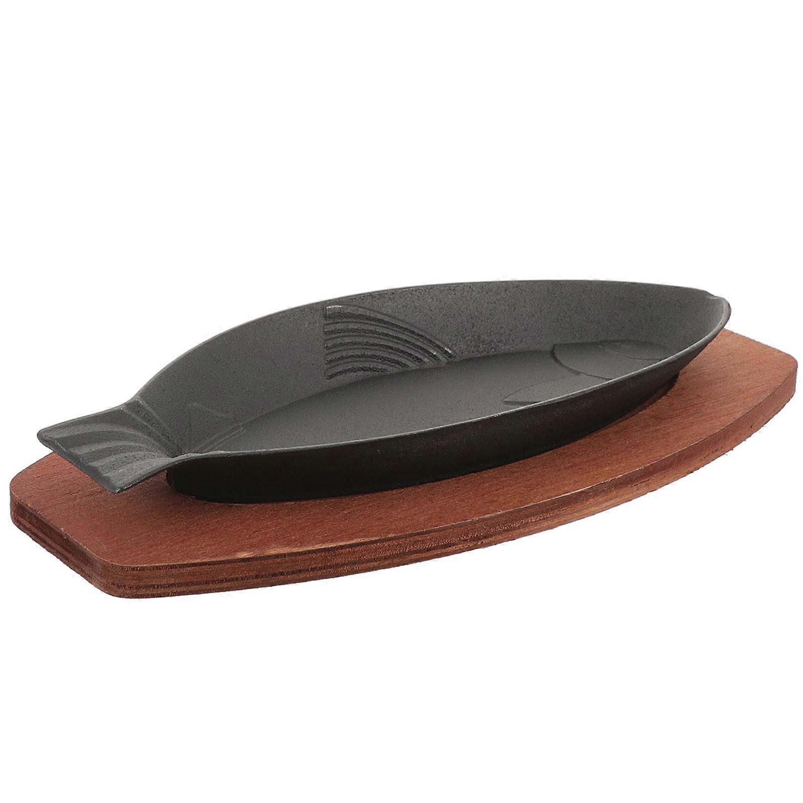 Fish Serving Tray Black Iron Cooking Pan for Practical Grilling Pan