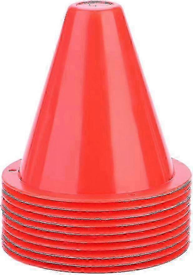 10pcs Football Cones Training Set, Traffic Marker Cones Activity Cones for Kids, Sports Cones Exercise Equipment Small Stacking Cones(Red)