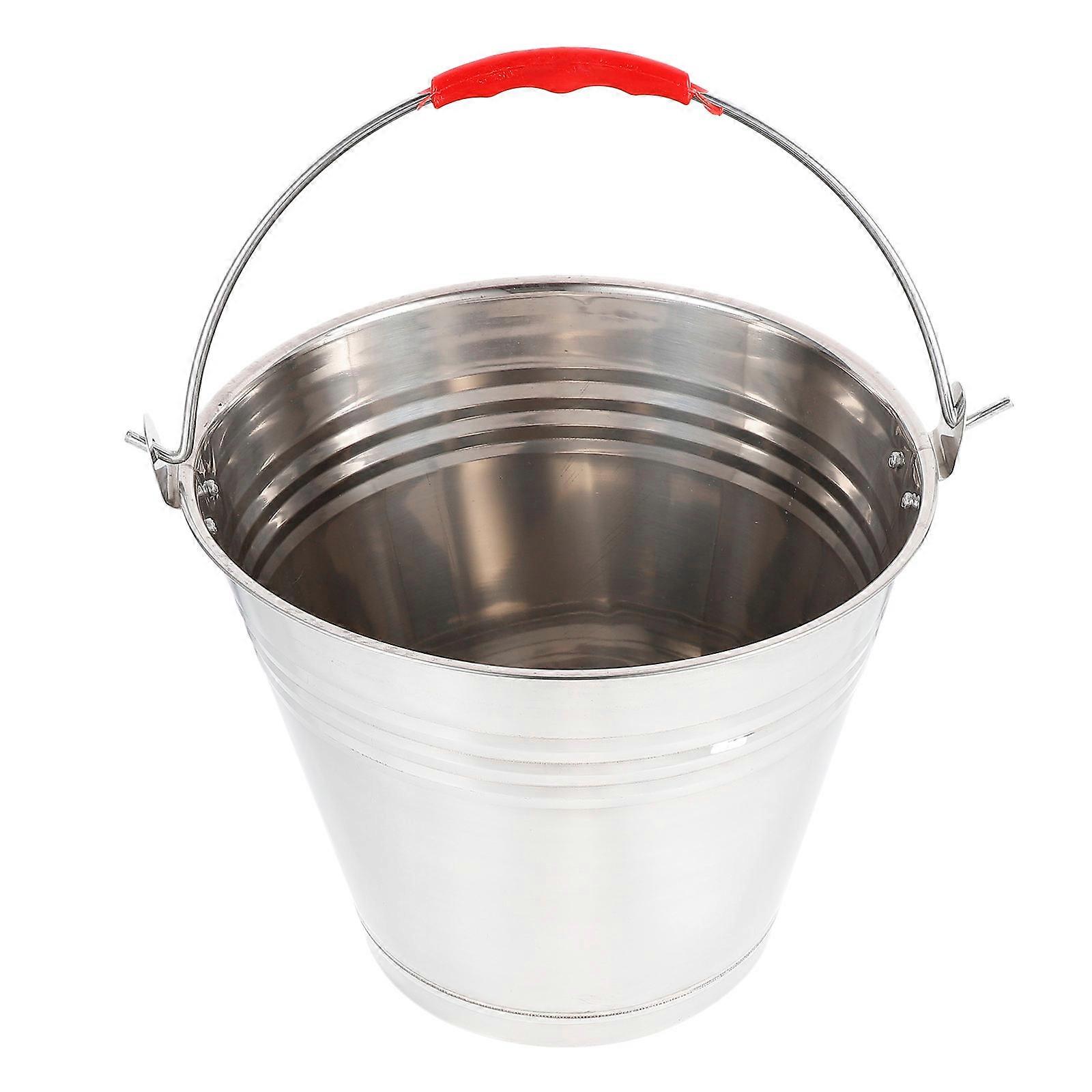Washing Bucket 1Pc 6L Home Use Anti-Fall Smooth Inner Wall Stainless Steel Round Shape