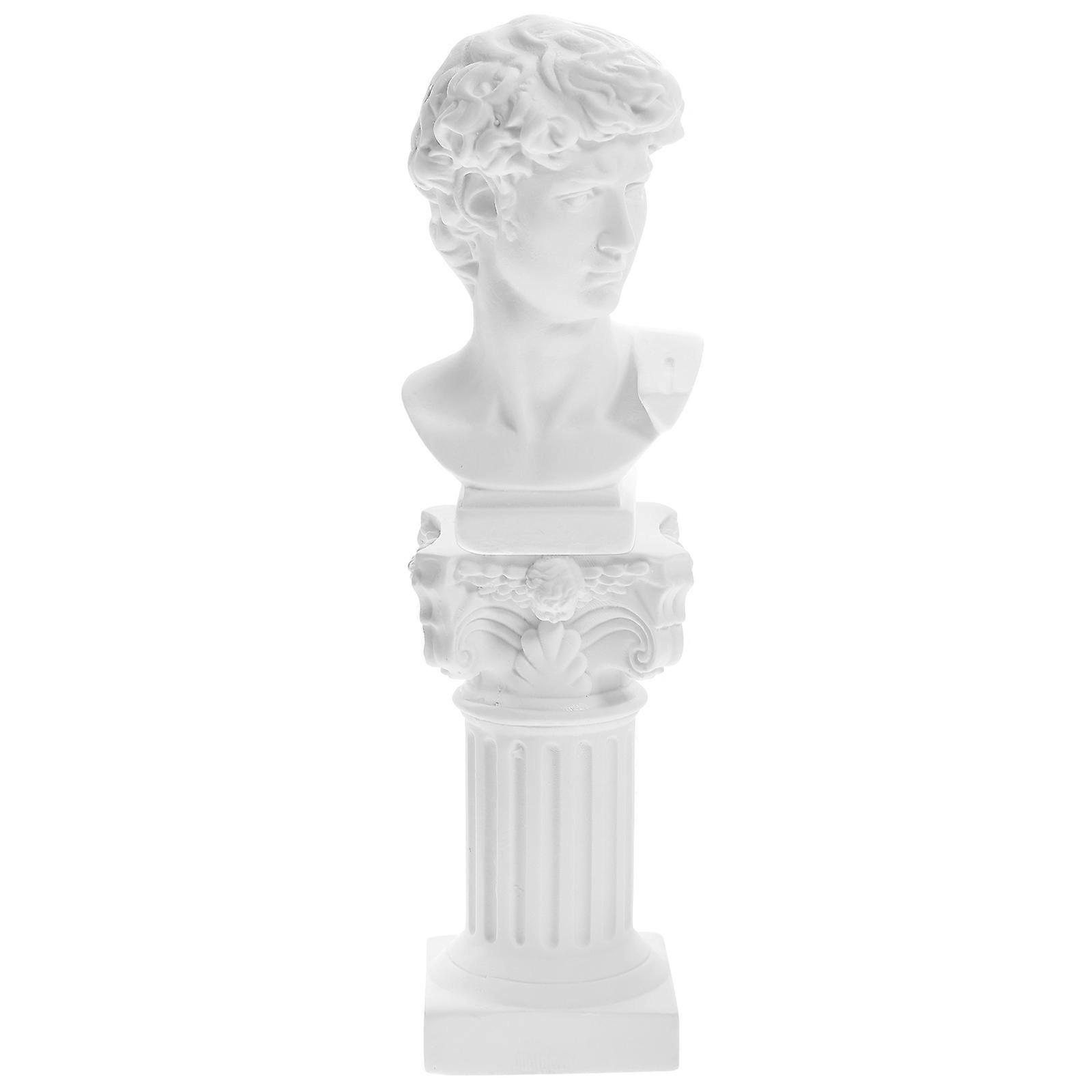 Resin David Statue Roman Column Sculpture Decorative 2Sets for Home
