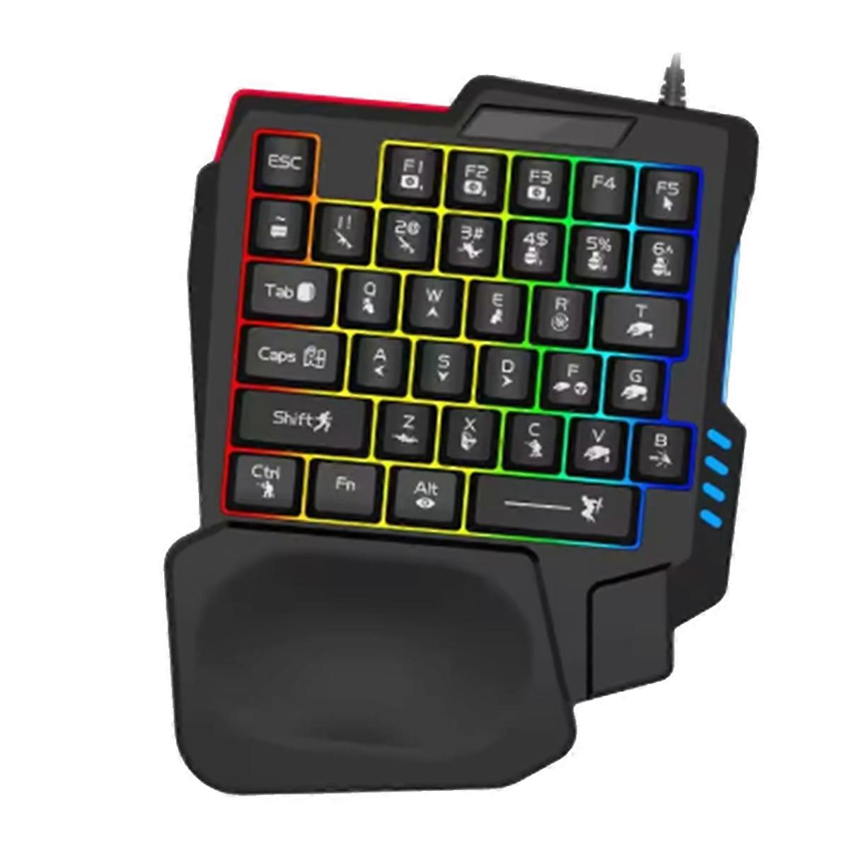 Teclado para jogos ergonômicos com fio USB com fio de 35 teclas com uma mão RGB Backlight Mini teclado