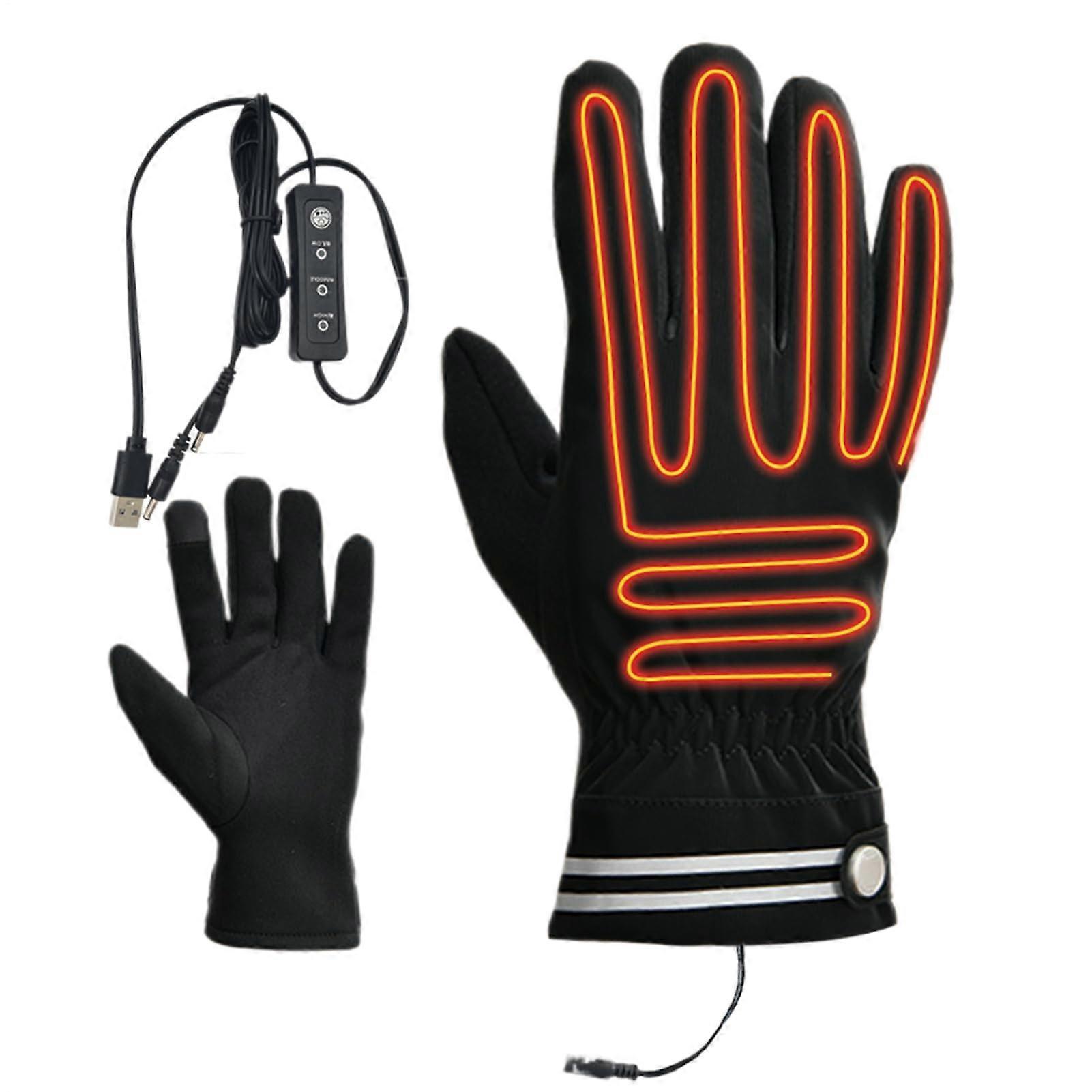 Heated Gloves For Men USB Powered With 3 Temperature Settings Waterproof Touchscreen Winter Electric Thermal Gloves