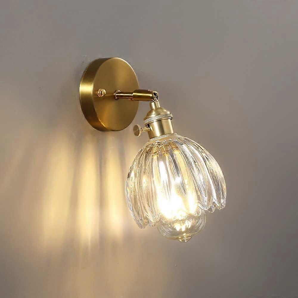 Lamp Glass Wall Sconce Modern Brass Wall Mount Light, E27 Socket, Pattern Glass