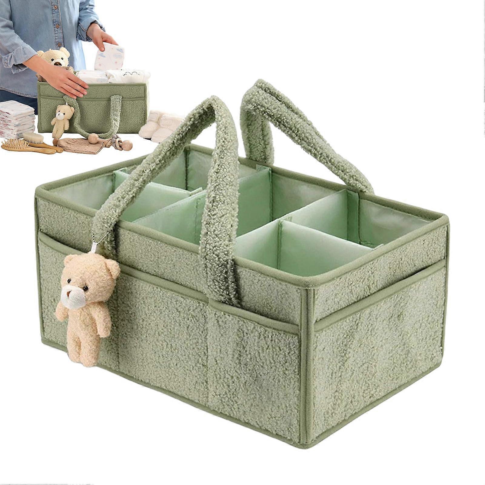 Baby Caddy Storage Bag Soft Plush Adjustable Compartments Bear Style Nursery Organizer Home Travel Bedside Changing