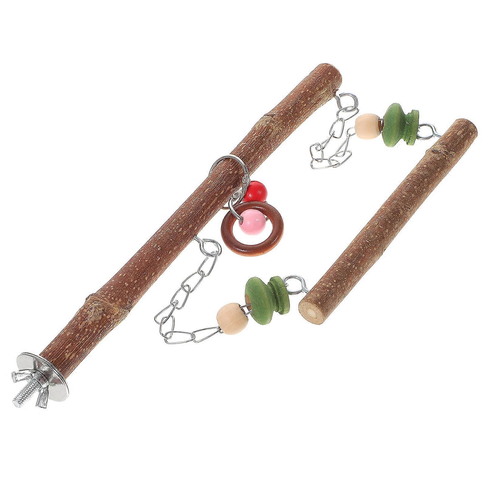Wooden Bird Plaything Parrot Toy for Playing 2Sets Suspending Swing