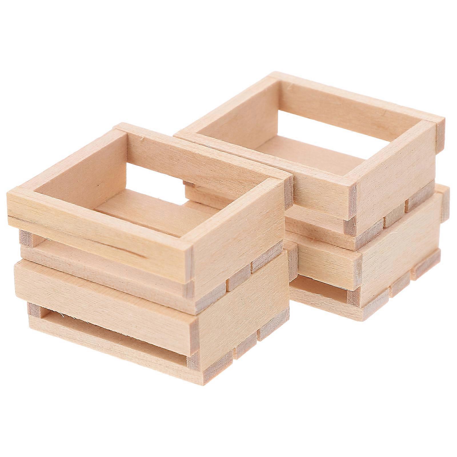 20Pcs Miniature Wooden Storage Crates for Dollhouse Organization