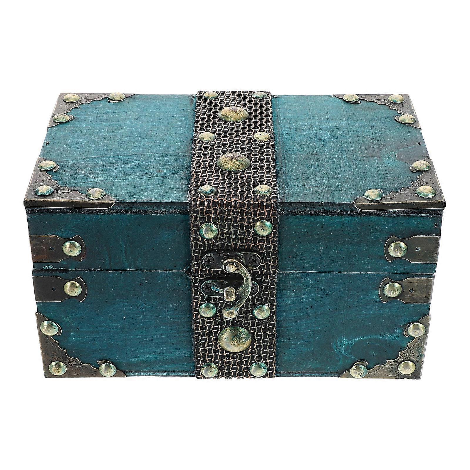 Retro Wooden Storage Box with Lock for 3Pcs Jewelry Organizer