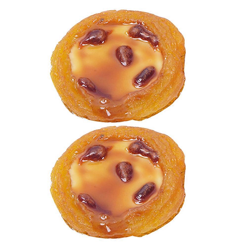 Fake Egg Tart Decor Model for Decor 2Pcs Resin Simulation Dessert Prop