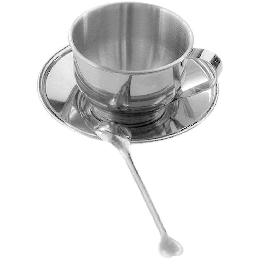 Stainless Steel Coffee Mug Set 2 Sets For Home Use European Retro Style Silver Shape Practical Drinking