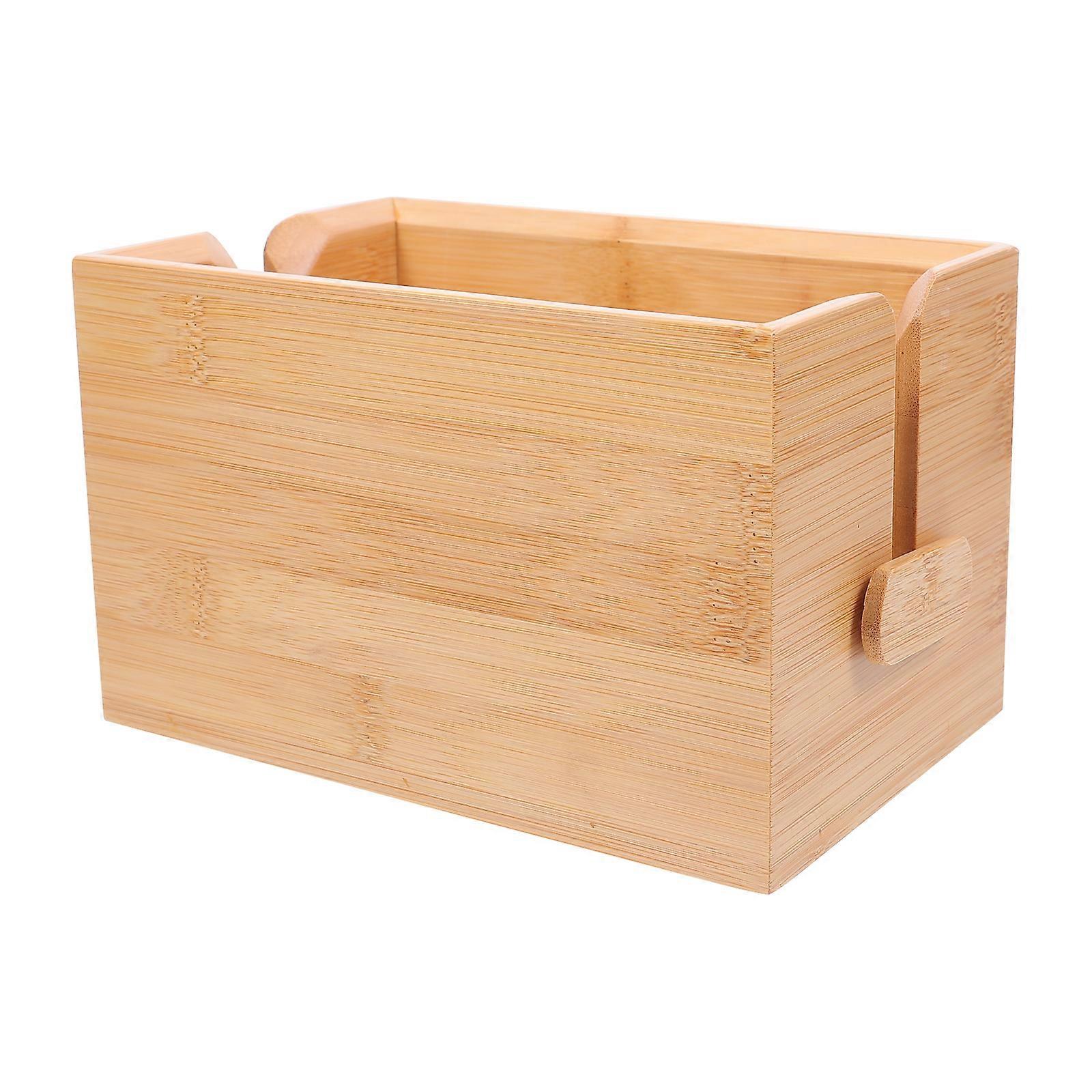 Bamboo Tissue Box Napkin Controller Holder for Household Users Rectangular Bamboo Paper Storage 1Pc