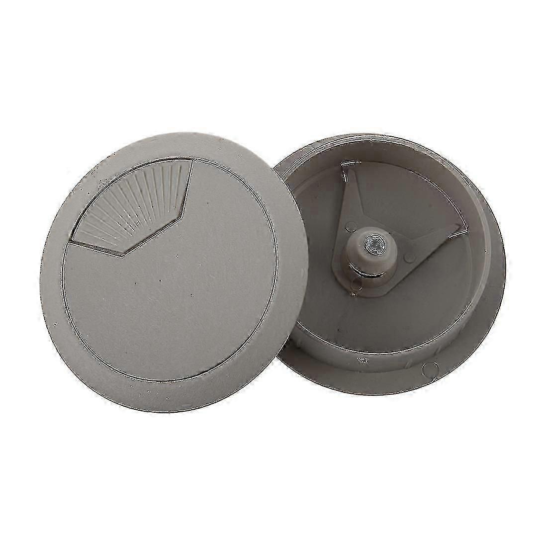 2 Pcs Light Gray Round Plastic Desk Grommets Wire Hole Cap Cover