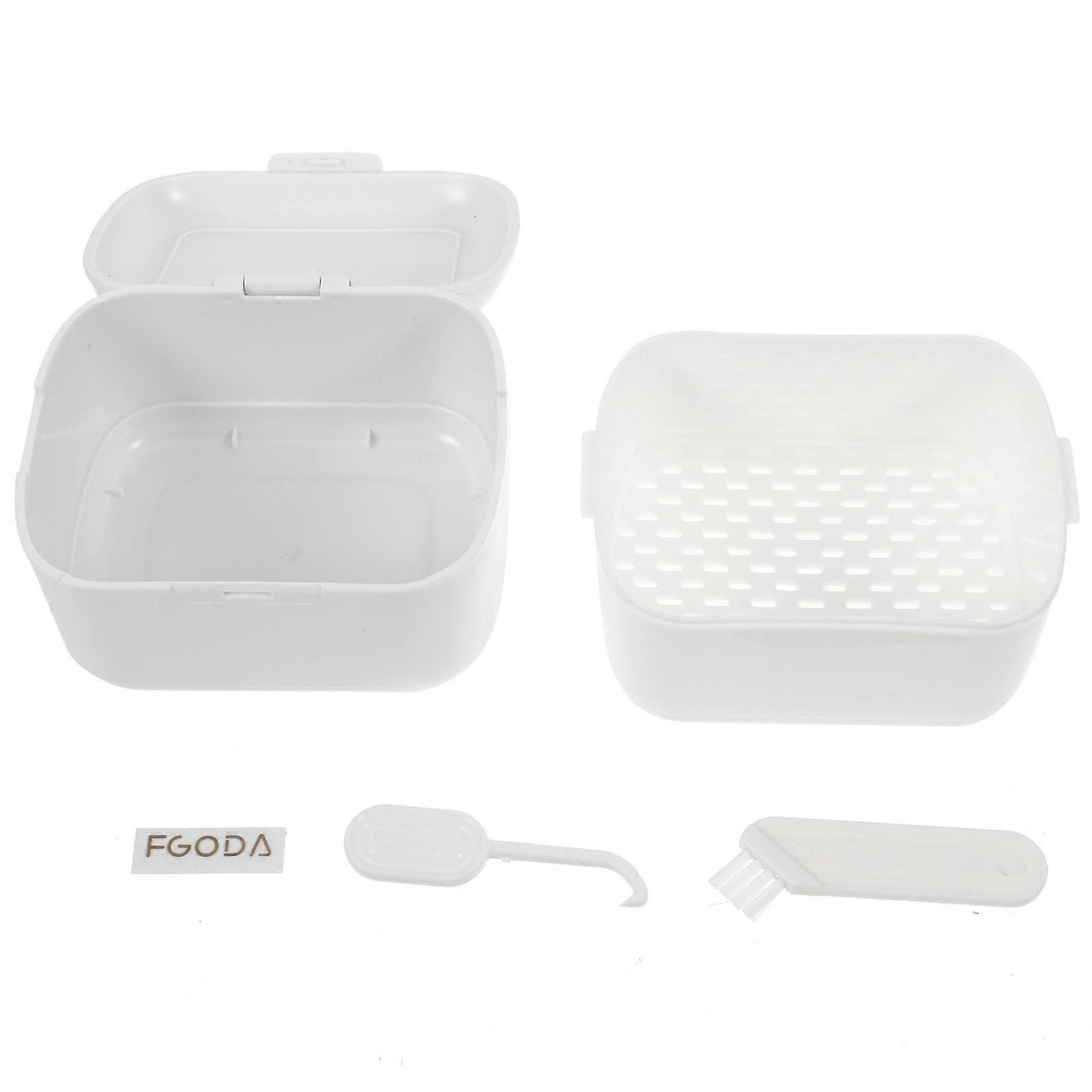Retainer Case Denture Bath Case for Cleaning 4Pcs Portable Orthodontic Storage Box