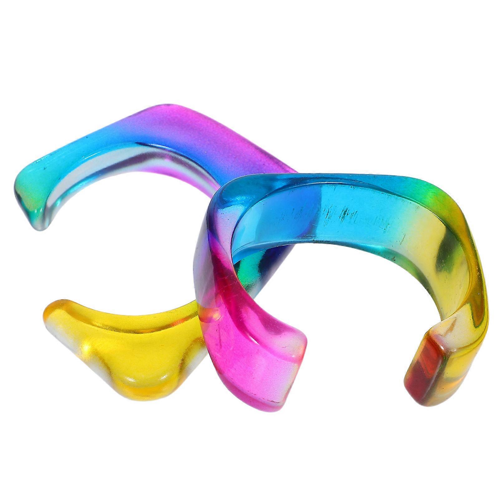 Multi Irregular Acrylic Bracelets for Wearing 2Pcs Gradient Colorful Wristbands