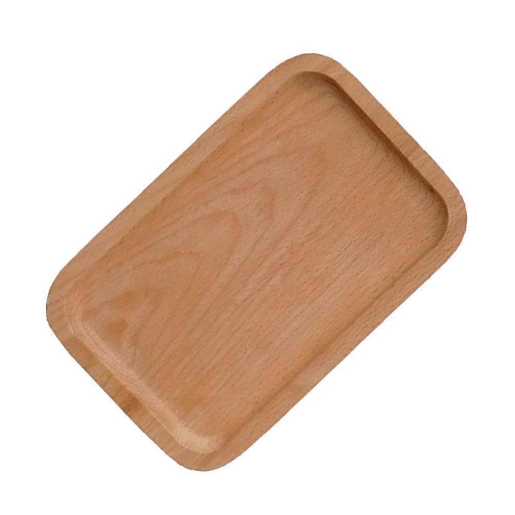 2Pcs Rectangular Wooden Tray Dining Plate Household Kitchen Tabletop Decoration Khaki