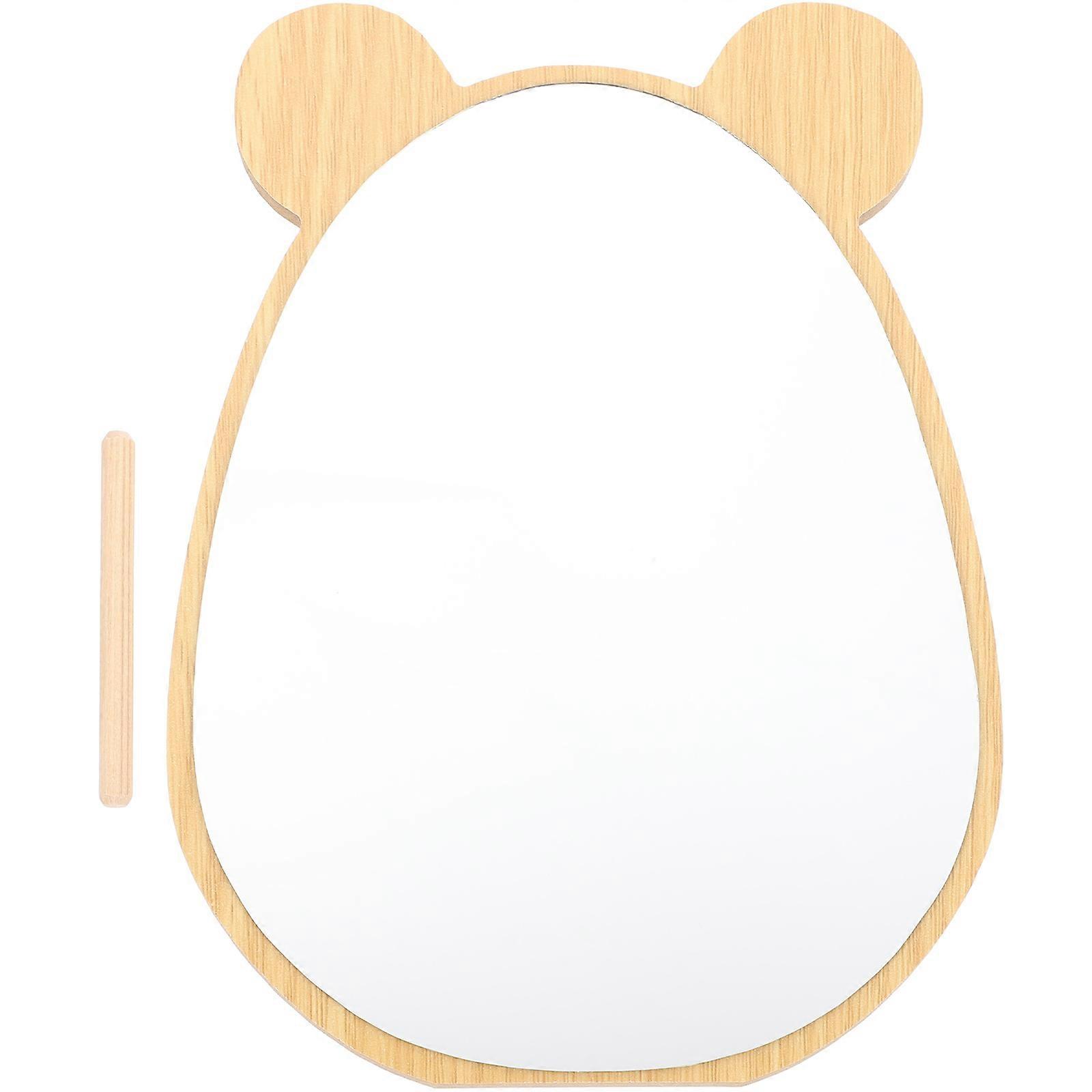 Desktop Wood Mirror for Cosmetic Use with 3Pcs Tabletop Set