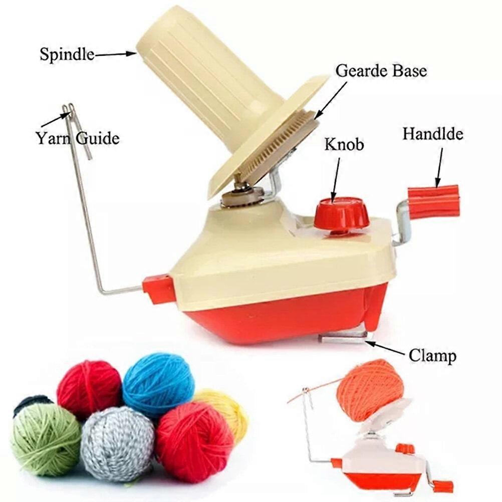 Hand Operated Yarn Winder, Red, Portable with Metal Handle & Tabletop Clamp, Easy Setup, Sturdy Needlecraft Tool