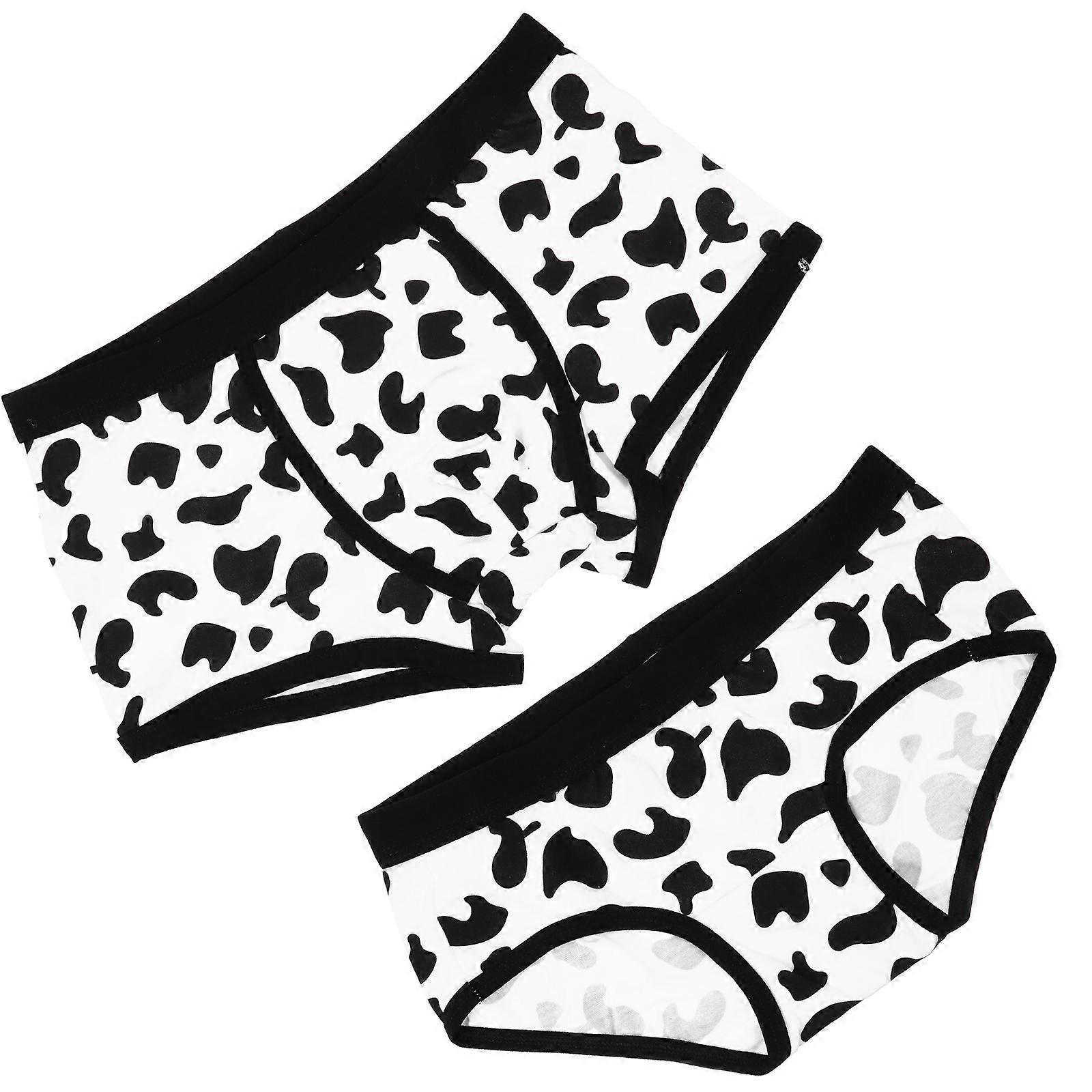 Couple Underwear Cow Pattern Briefs Designed for Couple 2Pcs Cotton Assorted