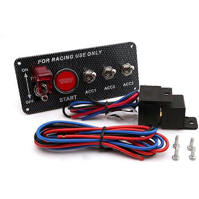 Carbon Fiber Panel Rocker Switch Ignition Engine Start Push Start Button for