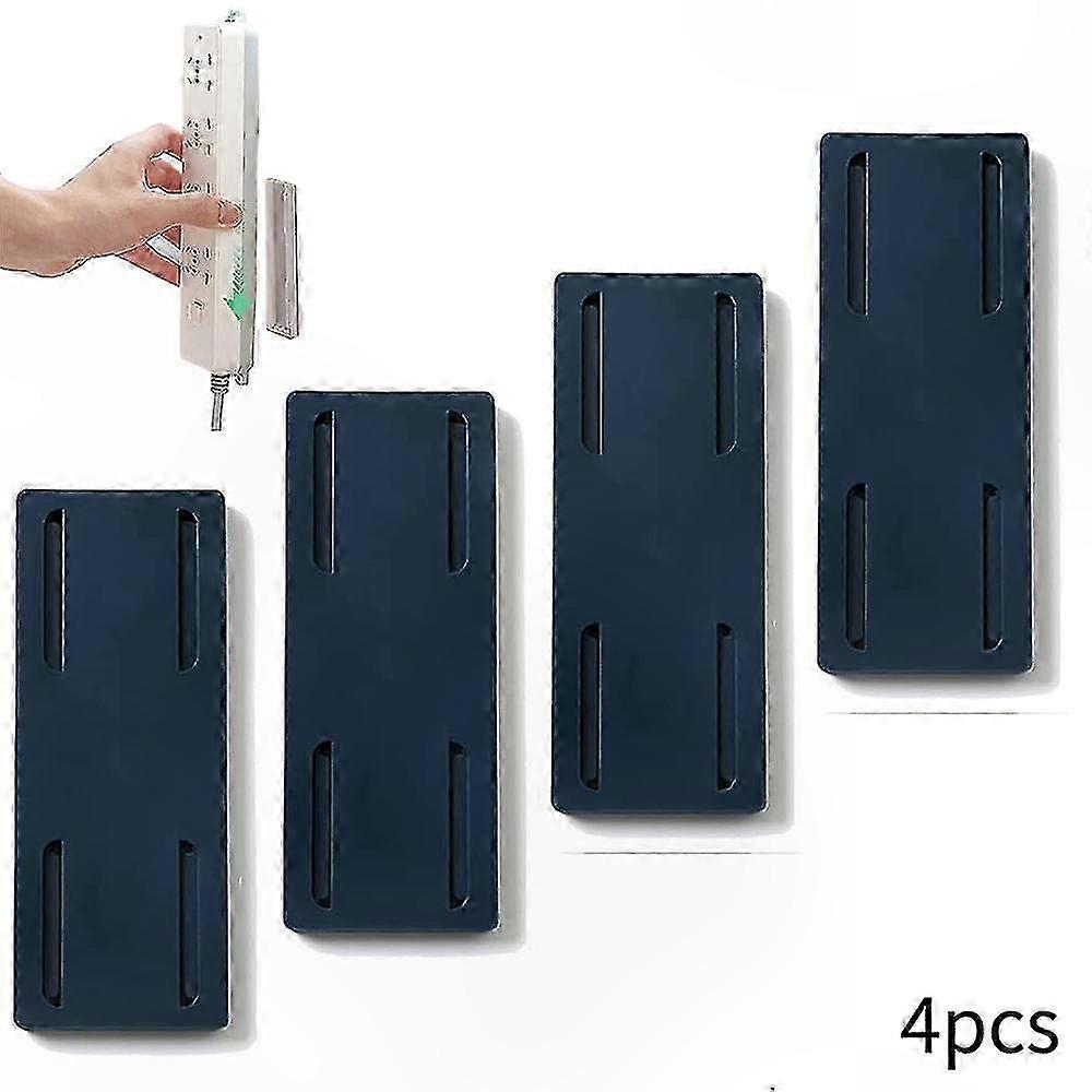 4 Pack Adhesive Power Strip Holders, Wall Mountable Socket Fixer for Desk, Punch-Free Bracket Stands for Home Office Use