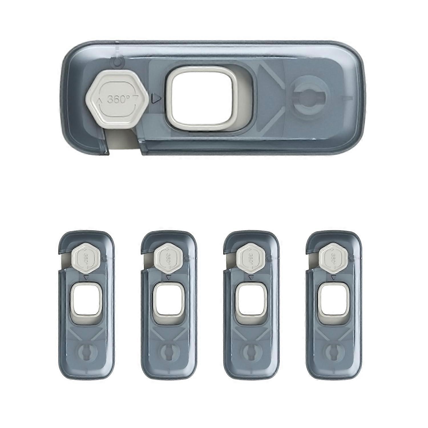 ZENGO 5 PCS Cupboard Locks for Children, Self-Adhesive Child Locks for Kitchen Cupboards, Fridge Lock Suitable for Double Door(Transparent Blue)