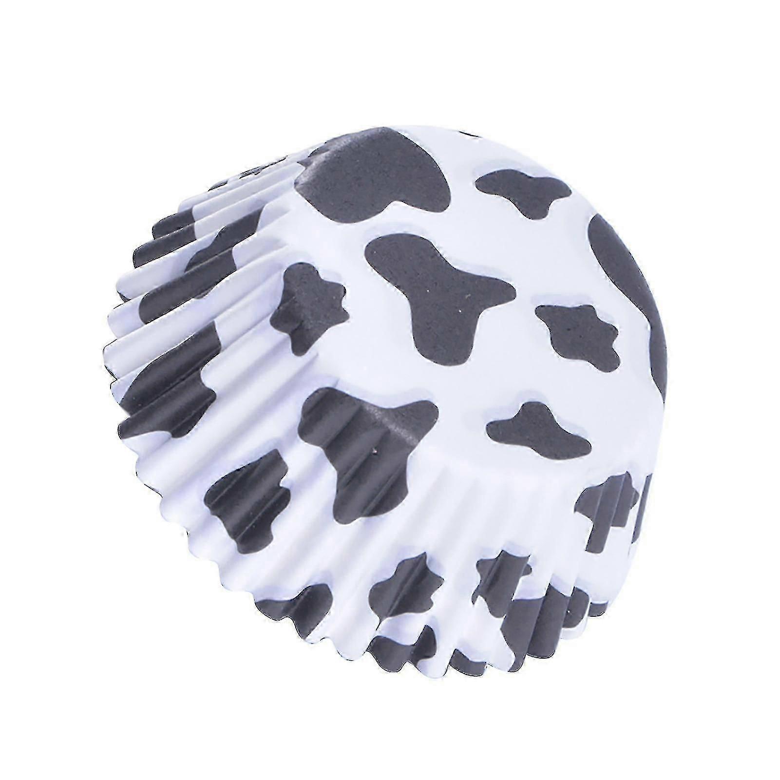 100pcs Cow Print Paper Cupcake Baking Cups for Parties, Cattle Pattern Cake Liners, Disposable Muffin Wrappers