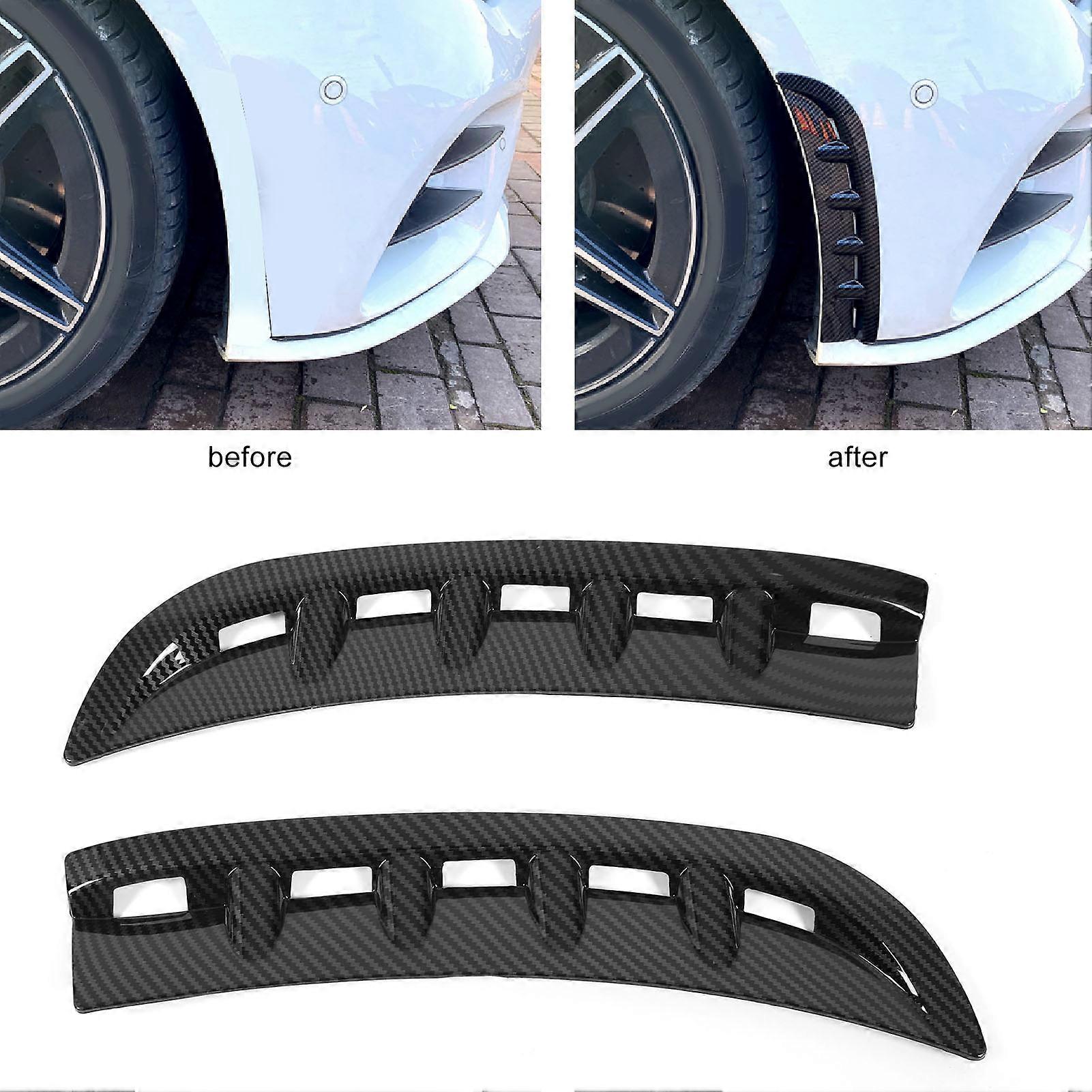 1 Pair Front Bumper Side Vent Left and Right Canards Splitter Protector Replacement For Benz CLS‑Class C257 AMG‑Line Carbon Fiber Style 