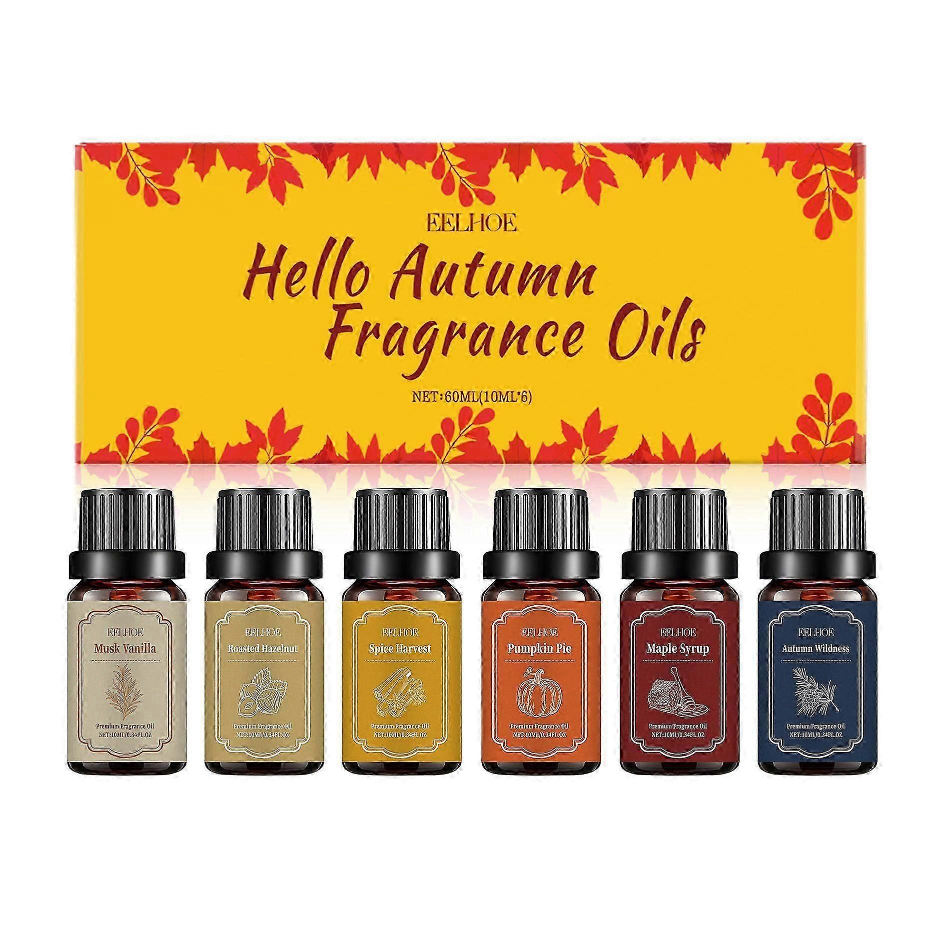 Essential Oils for Home | Set of 6 Fall Essential Oils or Diffuser Oil for Relaxation | Pumpkin Spice, Vanilla Essential Oil or Fall Scents | Fall Ess