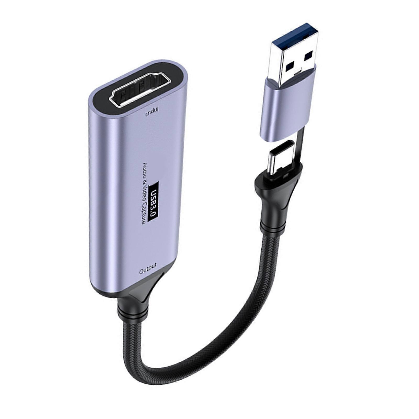 USB+Type C to HDTV Video Capture Card Video Converters Capture Adapter Card Video Grabbers for Live Streaming Device Multicolor