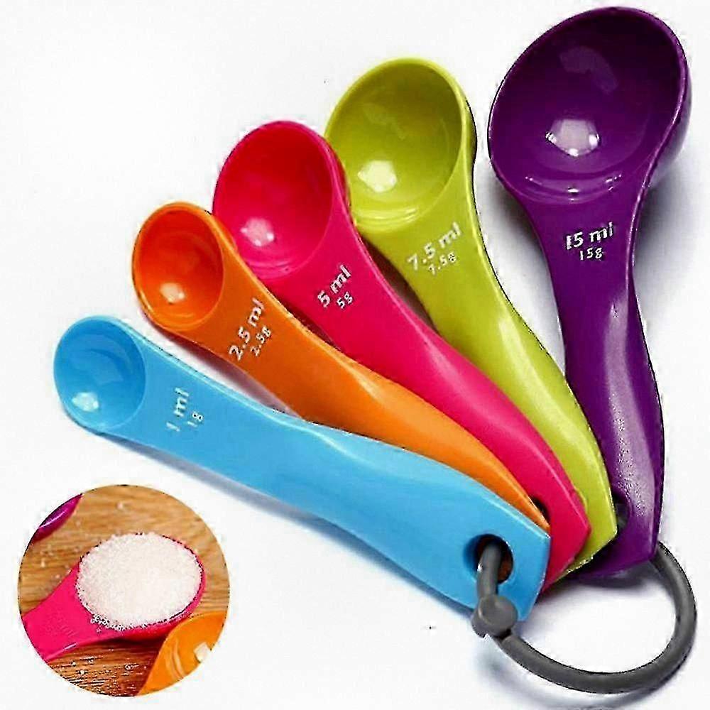 Stackable 5 Piece Stainless Steel Measuring Spoons Set - Ideal Measuring Set for Cooking and Baking Needs
